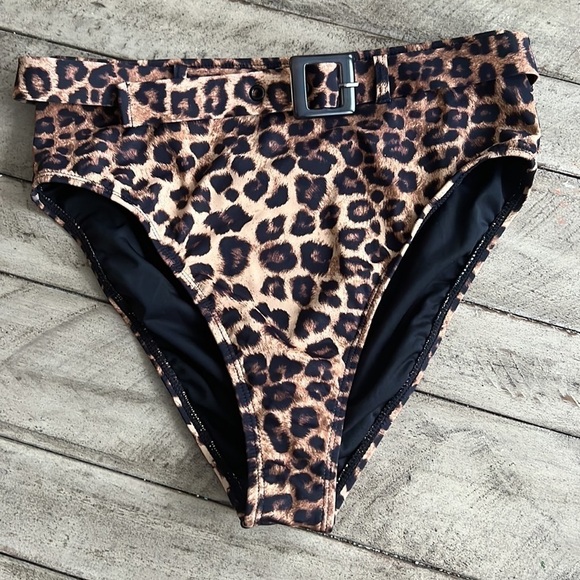 Good American Belted Bikini Bottom Show Off Leopard Size 2 - Picture 2 of 5